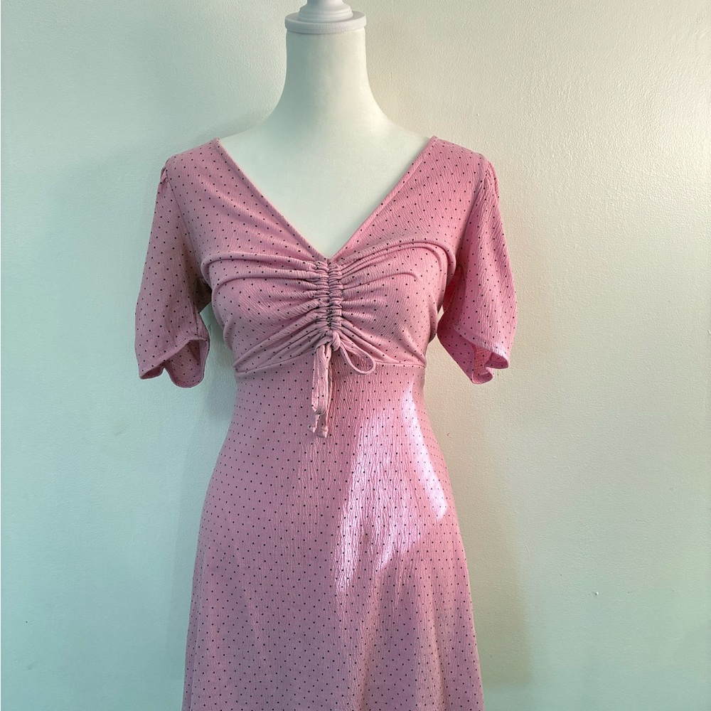 Pink and Black Polka Dot Dress